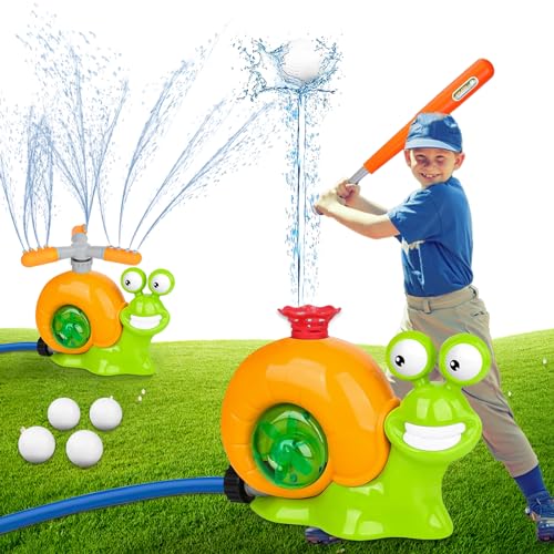 MONCAP 2-in-1 Wasserspielzeug Sprinkler Outdoor für Kinder Wassersprinkler Schnecke Baseballspielzeug Hinterhof Garten Rasen Wasserspiele Gartenspielzeug für Jungen Mädchen Sommerspielzeug Draußen von MONCAP