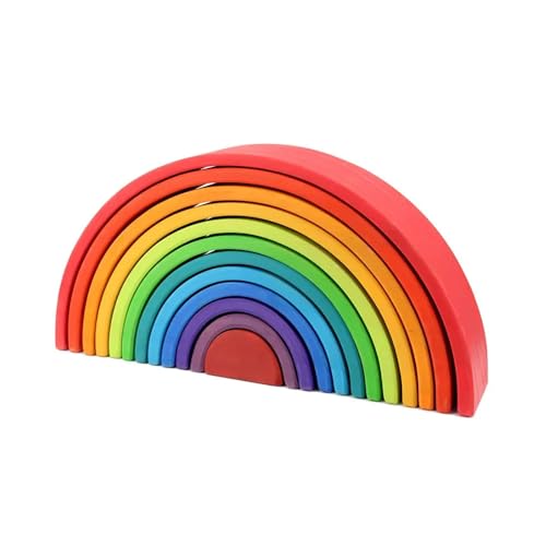 MONKEY GYM Bausteine Regenbogen aus Holz Montessori Stapeln Spielzeug Holzspielzeug Blöcke Bunte Stacker Puzzle Spiel groß von MONKEY GYM