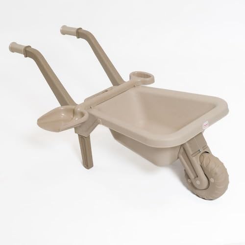 MONKEY GYM Kinderschubkarre mit Schaufel Schubkarre für Sandkasten Gartengeräte für Kinder Spielzeug für Kinder Gartenset beige von MONKEY GYM