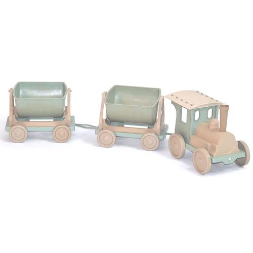 MONKEY GYM Sandkasten Spielzeug Zug mit Zwei Waggons Spielzeug Lokomotive Pastell von MONKEY GYM