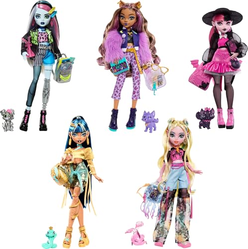 MONSTER HIGH 2022 Day Out – MTHKY73 – Puppe mit Gelenken, 25 cm – Charakter Frankie Stein von Monster High