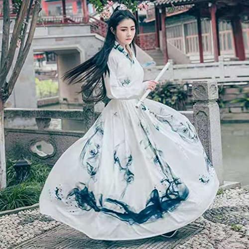 MOOCO MORNING Schwarze Tinte Malerei Hanfu Herren/Damen Chinesisch Traditionelles Erwachsene Halloween Cosplay Kostüm Verkleidung für Paare Übergröße 3XL von MOOCO MORNING