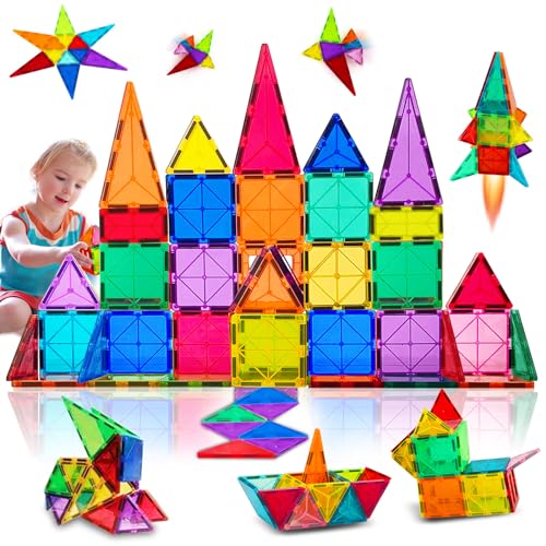 MOOKCUY Magnetische Bausteine Spielzeug Kinder ab 3 4 5 6 7 8 9 +Jahre Magnete Lernspielzeug, Magnet Konstruktionsspielzeug Geschenk für 3-8 Jahre Jungen Mädchen Weihnachten Geburtstags von MOOKCUY