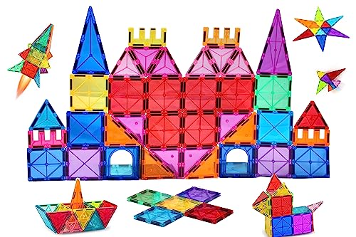 Magnetische Fliesen Spielzeug Alter 3-8 Jahre Geschenk Kinder Magnetische Bausteine Set Spielzeug für Kleinkinder STEM Kreativität Geschenke Spielzeug für 3 4 5 6 7 8+ Jahre alte Mädchen Jungen von MOOKCUY