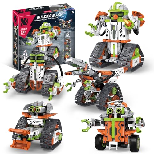 MOOKLIN ROAM Technic Ferngesteuert Bauspielzeug für Kinder, 5 in 1 RC Roboter Tracked Racer mit App, 539 Stück Auto Dinosaurier Spielzeug, Geburtstagsgeschenk für Kinder ab 6-12+ Jungen Mädchen von MOOKLIN ROAM