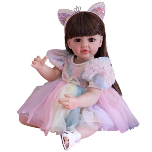 MOONDAME 55 cm Simulation Realistische Baby Wiedergeburt Mit Beweglichen Arm & Bein Für Baby Kinder Beschwichtigen Begleiten Spielen von MOONDAME