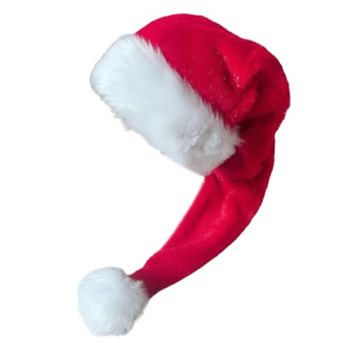 MOONDAME Blingbling Weihnachtsmütze Dicker Plüsch Urlaub Liner Weihnachten Neujahr Symbolkappe Weißer Krempe von MOONDAME