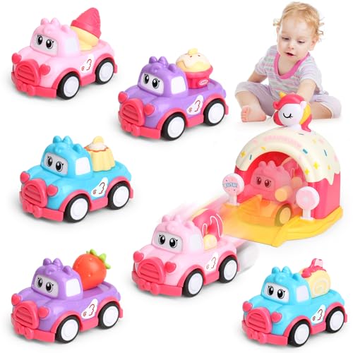 MOONTOY Auto Spielzeug ab 1 2 3 Jahr Mädchen, 7 Stück Auto Baby Spielzeug für Kleinkin10 12 18 Monate, Einhorn Katapult Autospielzeug für Kleinkinder 1 2 3 Jahr Ostern Geschenk für Kinder 1 2 3 Jahr von MOONTOY