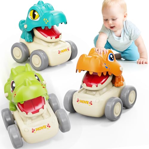 MOONTOY Auto Spielzeug ab 1 Jahre Junge Mädchen, 3 Stück Tiere Spielzeugauto Rennauto, Press and Go Auto Baby Spielzeug für Kleinkin10 12 18 Monate, Ostern Geschenk für Kinder 1 2 3 Jahr Junge Mädchen von MOONTOY