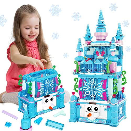 MOONTOY Mädchen Friends Schloss Bausteine Spielzeug, 492 Stück Blau STEM Bauklötze Friends Mädchen Prinzessin Frozen Schloss Bausteine ab 5 6 7 8 9 10 11 12 Jahre Kreative Geschenke für Kinder von MOONTOY