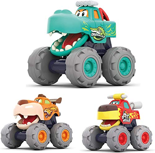 MOONTOY Aufziehauto Spielzeug ab 1 Jahr Jungen Mädchen,3 Stück Monster Truck Auto Spielzeug Set,Spielzeugauto Set für Kleinkinder 10 12 18 24 Monate,Kinderspielzeug Geschenk für Kinder ab 1 2 3 Jahr von MOONTOY