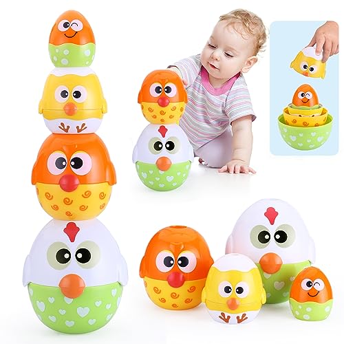 MOONTOY Baby Stapelspielzeug ab 1 Jahr，8 PCS Ei Stapelturm Ab 1 Jahr，Montessori Spielzeug ab 8 10 11 12 Monaten，Stapelspiel Lernspielzeug Geschenk Für Babys & Kinder 1 2 Jahr Jungen Mädchen von MOONTOY