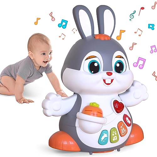 MOONTOY Musikspielzeug Spielzeug ab 1 Jahr,Baby krabbelspielzeug ab 6 7 8 9 10 12 18 Monate,Hase Spielzeug Interaktives Lernspielzeug mit Musik und Licht,Oster Geschenk Mädchen Jungen von MOONTOY