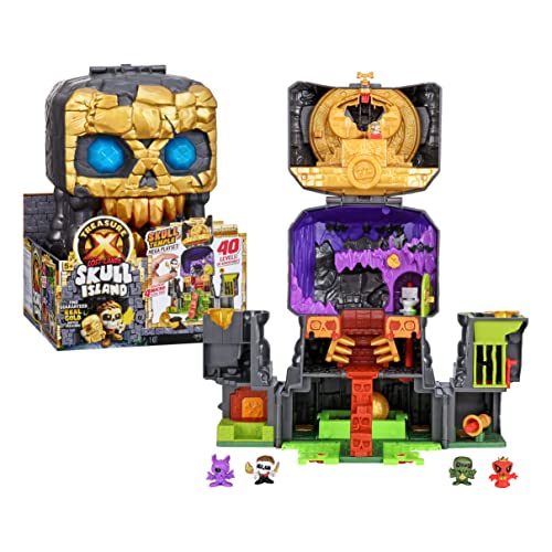 TREASURE X Lost Lands Skull Island – Totenkopftempel-Mega-Spielset, 40 Abenteuerlevel, 4 Mini-Actionfiguren, Überwinde die Fallen und entdecke den Schatz mit garantiert echtem Goldüberzug von TREASURE X