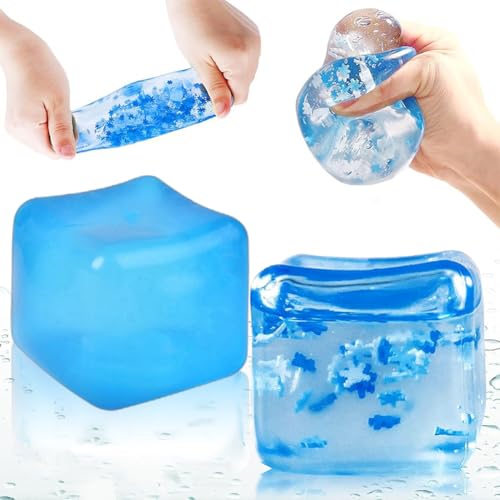 Eiswürfel Dekompressionsspielzeug 2Pcs Großes Eiswürfel-Fidget Toys Schöne Eiswürfel Stress Spielzeug Eiswürfel Maltose Squishy Squeeze Cube Stressbälle Baby Spielzeug für Kinder Erwachsene von MOPQMKT