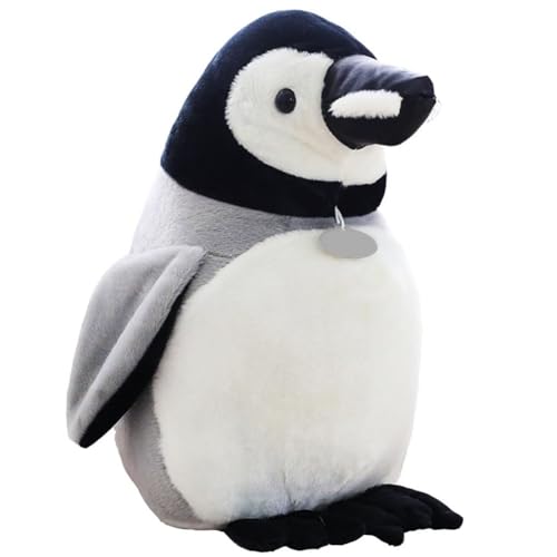 MOPQMKT Ausgestopfter Pinguin Kuscheltier 25CM Pinguin Plüschtier Grau Plüschtier Stofftier Schmusetier zum Kuscheln & Spielen Geburtstag Geschenk Weihnachten von MOPQMKT