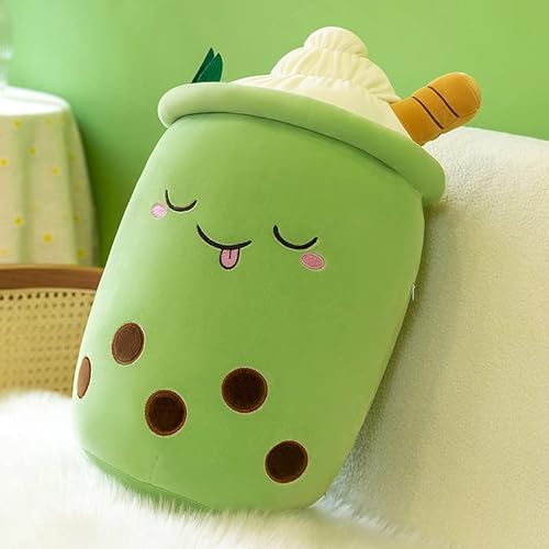 MOPQMKT Bubble Tea Kuscheltier, Plüschtier Tea Kuscheltier Stofftier Kawaii Bubble Tea Plüsch Plushie Stofftier BubbleTeetasse PlüSch Schmusetier Geschenk für Kinder Mädchen Jungen(Grün, 35cm) von MOPQMKT