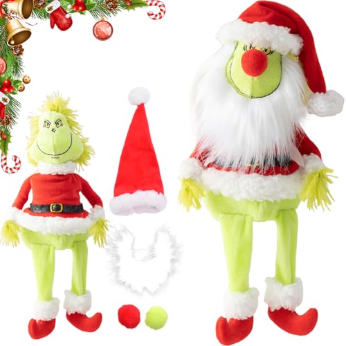 MOPQMKT G-rinch Santa Plush The Grinch Plüsch-Hundespielzeug Christmas Plüschtiere Dekokissen Kinder Weihnachtspuppen für Jungen Mädchen Geburtstagsgeschenke von MOPQMKT