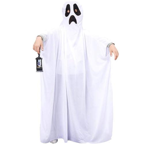 MOPQMKT Geist Geister Umhang Kinder kostüm Beängstigend Gespenster Kostüm Halloween Kostüme Kostüm Weiß Ghost Umhang Gruseliges Süßes Oder Saures für Halloween Karneval Cosplay von MOPQMKT