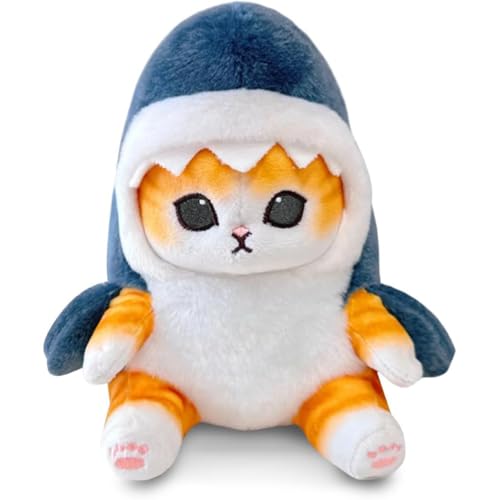 MOPQMKT Katze Plüschtier, Kuscheltier Shark Katze, Shark Cat Gefüllte Puppe Plüschpuppe, 25 cm Weiche Plüsch Katze Stofftierpuppe Geschenk für Kinder für Kinder Mädchen Jungen Kissen Puppe von MOPQMKT