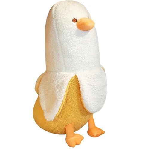 MOPQMKT Plüschtier Banane Ente Kuscheltier Stofftier Kawaii Ente Plüsch,Banane Kuscheltier Plüschkissen Banane Kissen Puppe Geschenk für Mädchen und Frauen (25CM, weiß) von MOPQMKT