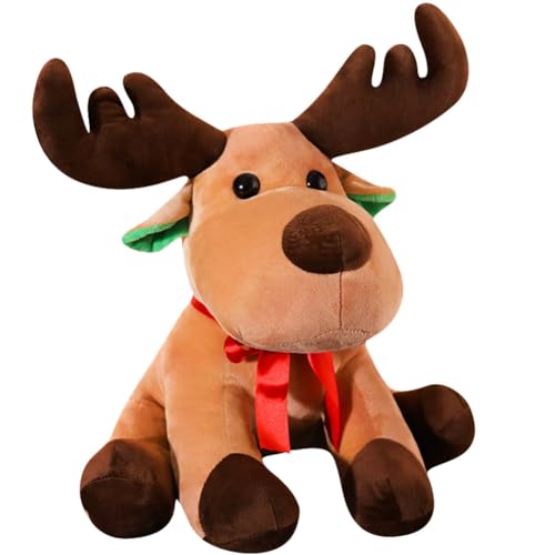 MOPQMKT Rentier Deko Figuren 25CM Weihnachten Plüschtier Stofftier Weihnachtliches Elch-Puppen-Spielzeug Weihnachtsfiguren Spielzeug Weihnachts Elch Angefülltes Tier-Puppen Spielzeug von MOPQMKT