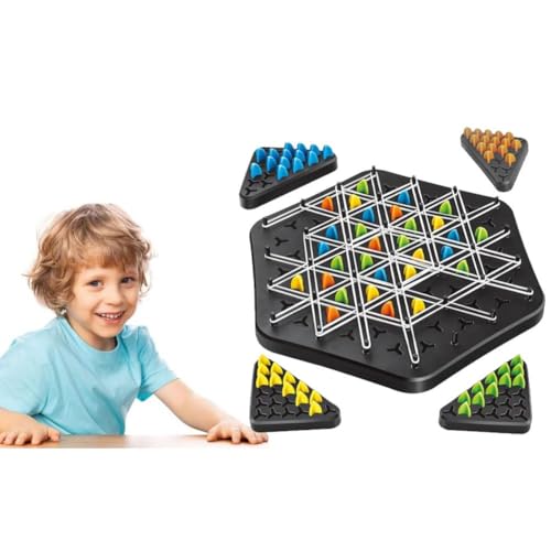 MOPQMKT Triggle Spiel, Kette Dreieck Schachspiel Interaktives Brettspiel 2 bis 4 Spieler Klassische Desktop Brettspiele für Familienfeiern und Reisen für Kinder und Erwachsene von MOPQMKT