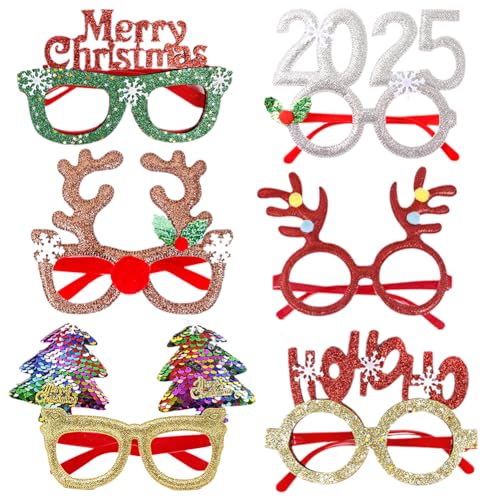 MOPQMKT Weihnachten Brillengestell 6pcs Gläser Cartoon Nette Sortierte Kinder Cartoon niedliche Gläser, Foto Requisiten, Zubehör, Erwachsene und Kinder Party Gläser von MOPQMKT