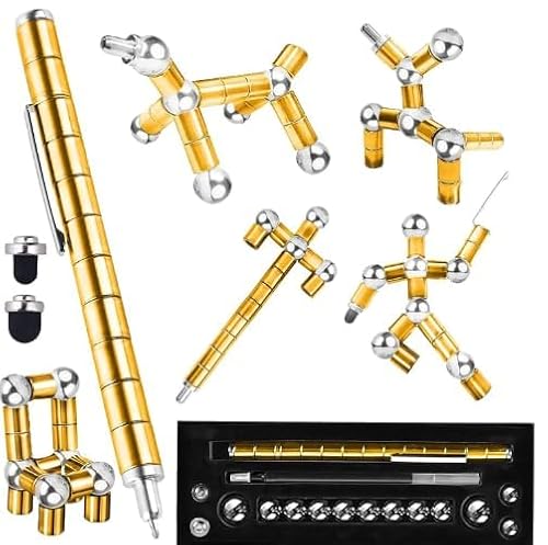 Magnetischer Kugelschreiber, Dekompressions Magnetstift, Lustige Multifunktions Fidget Pen Magnetstift Angst Entlastungs Hand Sensor Spielzeug Neuheit Schulanfang Geschenke für Student(Golden) von MOPQMKT