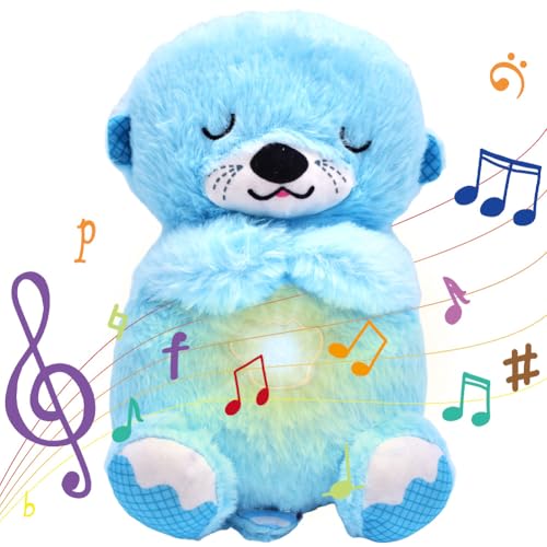 Schlummer Otter,Beruhigender Otter Mit Atembewegungen Und Musik, Tragbares Plüsch-Babyspielzeug Zum Beruhigen Und Kuscheln, Sensorische Details, Musiklichter, Babyparty Und Neugeborenen Geschenk von MOPQMKT