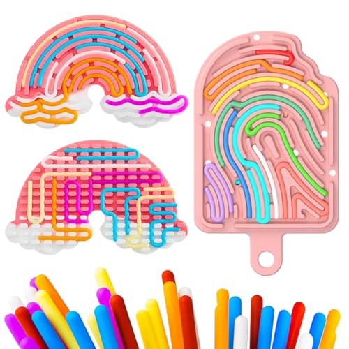 Sensorik Activity Board Regenbogen&Eiscreme Doppelseitiges Aktivitätsbrett Sensorisches Aktivitätstafel Beruhigendes Fidget-Spielzeug aus Silikon für Kinder 3+ & Erwachsene zur Beruhigung(Rosa) von MOPQMKT