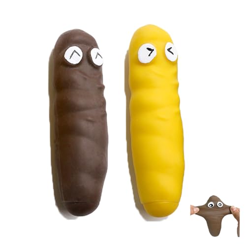 MORAINJAY 2 Stück Stressball Wurst,Kackwurst Stress Wurst,Fake Stretchy Poop Antistressball,Anti Stress Spielzeug für Kinder Erwachsene,Lustiges Geburtstagsgeschenk(Gelb&Kaffee) von MORAINJAY