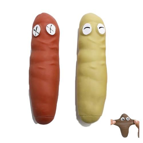 MORAINJAY 2 Stück Stressball Wurst,Kackwurst Stress Wurst,Fake Stretchy Poop Antistressball,Anti Stress Spielzeug für Kinder Erwachsene,Lustiges Geburtstagsgeschenk(Rot&Khaki) von MORAINJAY