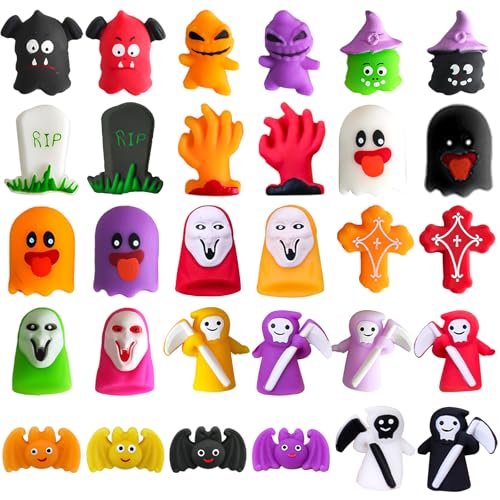 30 Stück Halloween Kawaii Squishies – Mini Mochi Quetschspielzeuge zur Stressbewältigung und gegen Angst, ideal für Halloween-Partys für Kinder, Geschenktüten-Füller, Preise und Dekorationen von MORAINJAY