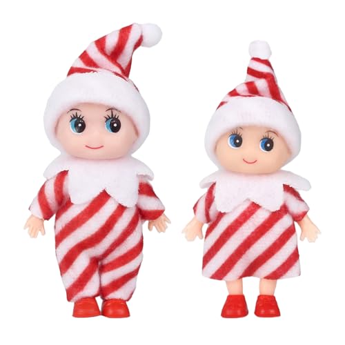 2er Set Weihnachtself Weihnachtselfen Wichtelpuppe, Weiß Rot Elfie (Junge) Elvie (Mädchen) Lustige und Verspielte Elfen Verhalten Sich Schlecht Mini Figuren mit Weichem Körper für Weihnachtsspielzeug von MORAINJAY