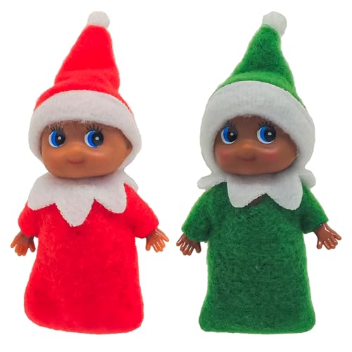 MORAINJAY 2er Set Weihnachts Mini Baby Elf Puppen, Weihnachts Ungezogene Baby Elfen, Kleine Elfen Figuren für Mädchen und Jungen, Weihnachtsstrumpf Füller, Kinder Neujahr Geschenke von MORAINJAY