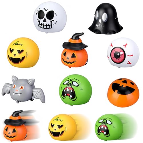 MORAINJAY 8 Stück Halloween Mini-Zurückzieh-Autos für Kinder, 2024 Neue Halloween Baby-Autos, Kunststoff Rückzieh-Rennwagen für Halloween Party-Tüten, Halloween Mitgebsel Kleine Spielzeuge von MORAINJAY