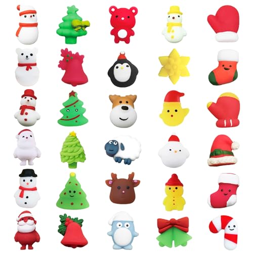 30 Stück Fidget Toys Squishies, Mochi Squishy Weihnachten, Quetsch Spielzeug, Squishy Squeeze-Spielzeug, Weihnachts Squishies für Weihnachtsfeier, Kinder Mädchen Jungen,Geburtstagsgeschenk für Frauen von MORAINJAY