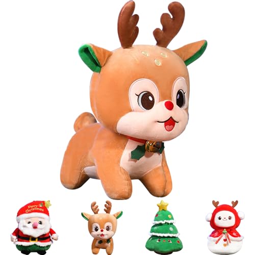 MORAINJAY Weihnachten Kuscheltier Rentier, 9in/23cm Weihnachten Elch Weiches Fell Plüsch, Plüschtier Christmas Plüschpuppe Dekoration Stofftier Plüsch Figuren Spielzeug für Kinder Mädchen Jungen von MORAINJAY