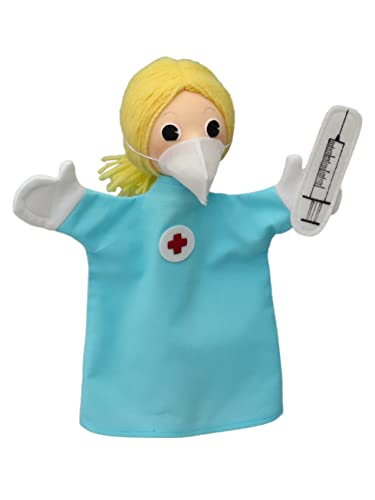 Handpuppe Puppe Handspielpuppe Plüschpuppe Märchenfigur Krankenschwester 27 cm, Ideal für Puppentheatre und Rollenspiele, für Kinder Baby Jungen Mädchen von MORAVSKÁ ÚSTŘEDNA BRNO, d.u.v.