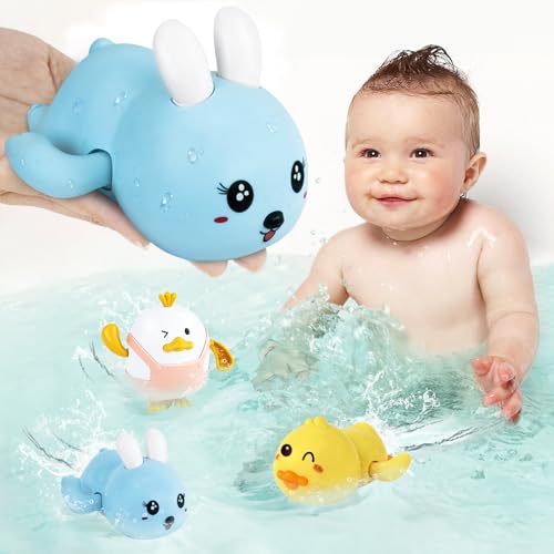 Baby-Osterkorbfüller – Ostergeschenke für Kinder – Set mit 3 aufziehbaren Badespielzeugen – Ostereierfüller – schwimmendes Poolspielzeug – Badewannen-Wasserspielzeug für Kleinkinder Neugeborene von MOREDOTS