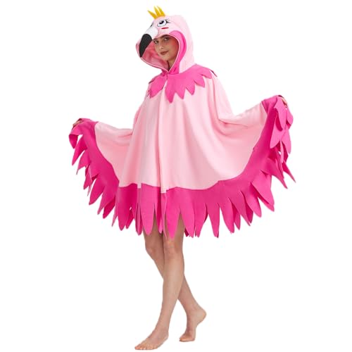 MORNINGFLY Unisex Flamingo Kostüm Flamingo Cosplay Kapuze Halloween Weihnachten Kostüme Party Umhang von MORNINGFLY