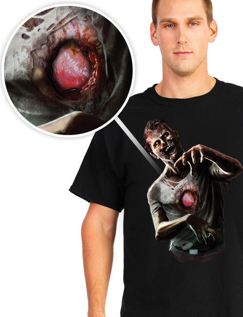 Zombie-Shirt von Digital Dudz Herzschlag-Motiv schwarz von MORPHSUITS