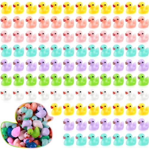 120 Stück Kleine Enten,MOSNOW Mini Enten Figuren,7 Farben Niedliche Mini Harz Ente Handwerk,Mini Enten für Topfpflanzen,Miniatur Garten Landschaft von MOSNOW