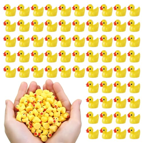 MOSTFUN 120 Stück Mini Enten, Mini Harz Enten Mini Resin Duck Miniatur Figuren Kleine Enten für DIY Potting Aquarium Garten Micro Landschaft Puppenhäuser Heimdekora (Gelb) von MOSTFUN