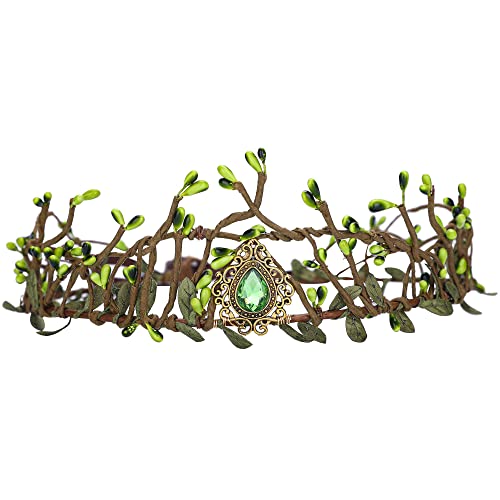 MOSTORY Handgefertigte grüne Elfenkrone für Hochzeit Waldzweig Tiara Stirnband Wald Kopfschmuck für Frauen Mädchen Fee Cosplay Kostüm Haarschmuck Renaissance Fair Mittelalter Abschlussbälle von MOSTORY