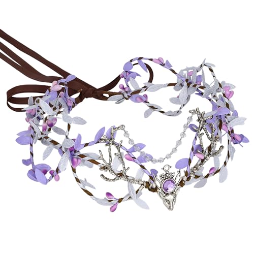 MOSTORY Woodland Elfenkrone für Renfaire, Cosplay, lila Feenkreis mit silberfarbenem Geweih, Kopfbedeckung für Geweih-Kostüm MOSTORY Woodland Elfenkrone für Renfaire, Cosplay, lila Feenkreis mit silberfarbenem Geweih, Kopfbedeckung für Geweih-Kostüm von MOSTORY