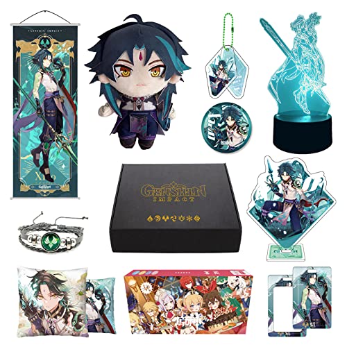 349Pcs Genshin Impact Box Xiao Merch Set mit 12 Arten von Genshin Merch, Plüschpuppen, Poster und Nachtlicht, Geschenke Sammlerstücke für Fans (Xiao) von MOTAO