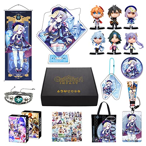 MOTAO Genshin Impact Box Merch Set inkl 11 Geschenk, Alle 5 Stars Charaktere Geschenkbox Set Geschenk Sammlung für Traveller Fans (Qiqi) von MOTAO