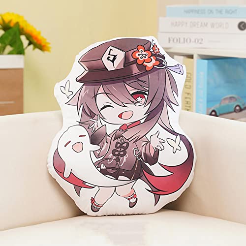 MOTAO Genshin Impact Plüsch Kissen Plüschkissen Hu Tao Xiao Klee Puppe Alle Charaktere Merch Doppelseitig Drucken Zierkissen Anime Cosplay Plüschpuppe Geschenk, 45x35 cm (Hu Tao) von MOTAO